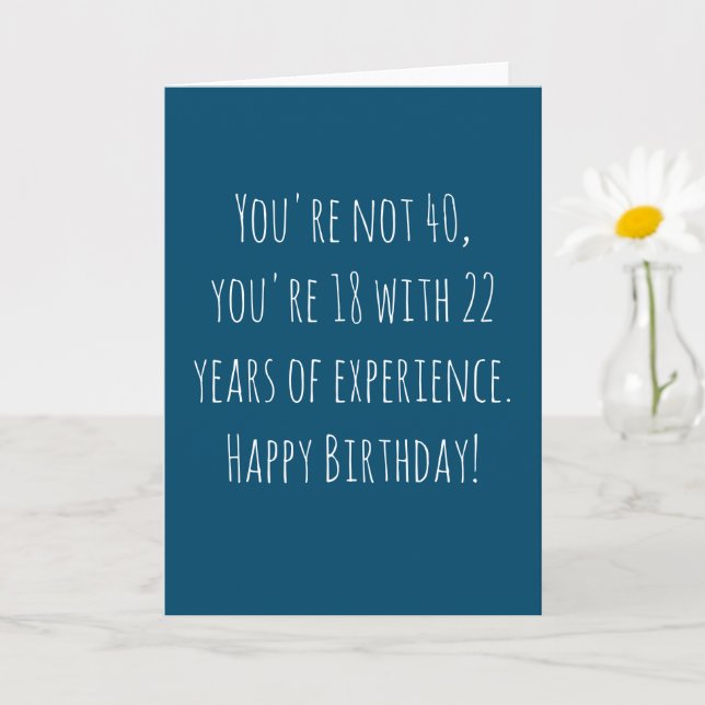 Tarjeta Cumpleaños divertido número 40 basado en texto (Planta pequeña)