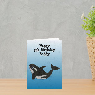 Tarjeta Cumpleaños Divertido Orca Asesina Blanco Negro Bur