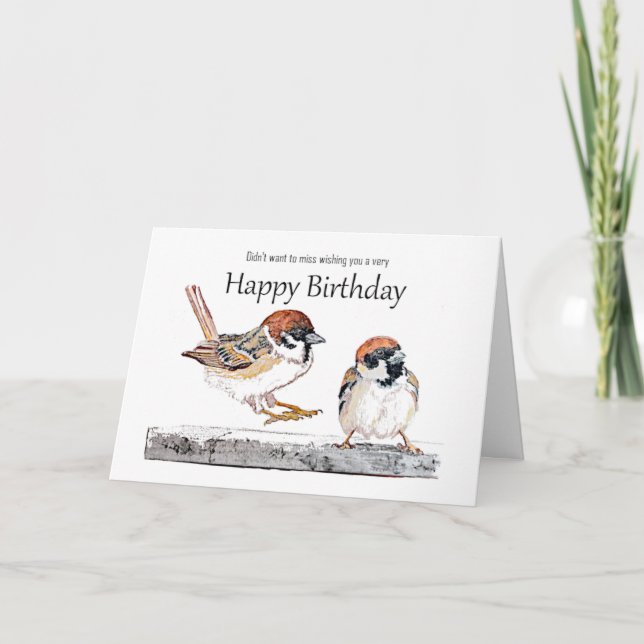 Tarjeta Cumpleaños divertido pájaro gorrión lindo (Anverso)
