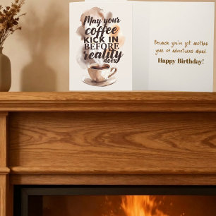 Tarjeta Cumpleaños divertido para amante del café de la ma
