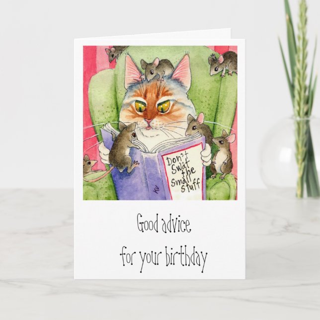 Tarjeta Cumpleaños divertido para el gato y el ratón (Anverso)