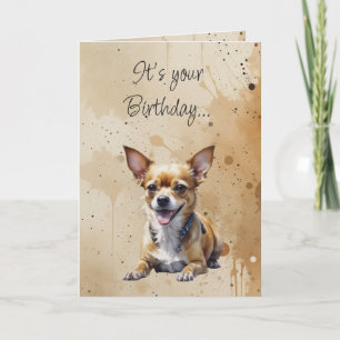 Tarjeta Cumpleaños Divertido Perrito Chihuahua Lindo