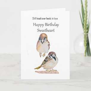 Tarjeta Cumpleaños divertido querida amor gorrión pájaro