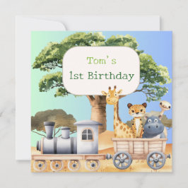 Tarjeta Cumpleaños divertido safari azul