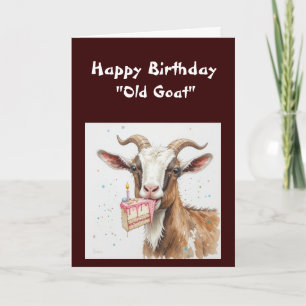 Tarjeta Cumpleaños divertido sobre la colina cabra vieja h