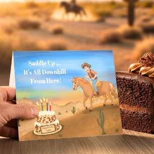 Tarjeta Cumpleaños divertido vaquero a caballo