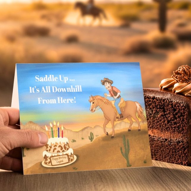 Tarjeta Cumpleaños divertido vaquero a caballo (Subido por el creador)