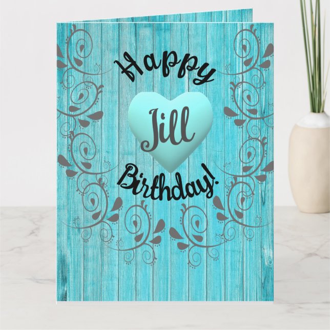Tarjeta Cumpleaños divertido y personalizado, Corazón rúst (Anverso)