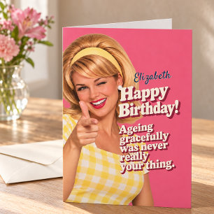 Tarjeta Cumpleaños divertido y retro personalizado para en