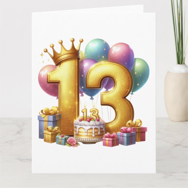 Tarjeta Cumpleaños dorado 13 (Anverso)