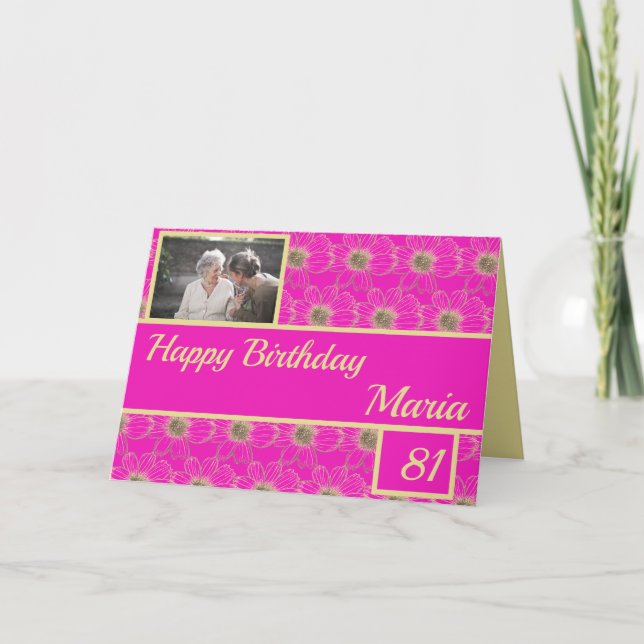 Tarjeta Cumpleaños dorado floral (Anverso)
