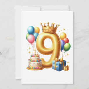 Tarjeta Cumpleaños dorado número 9