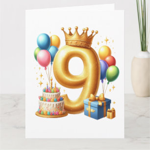 Tarjeta Cumpleaños dorado número 9