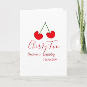 Tarjeta Cumpleaños dos 2º cereza roja niños simple