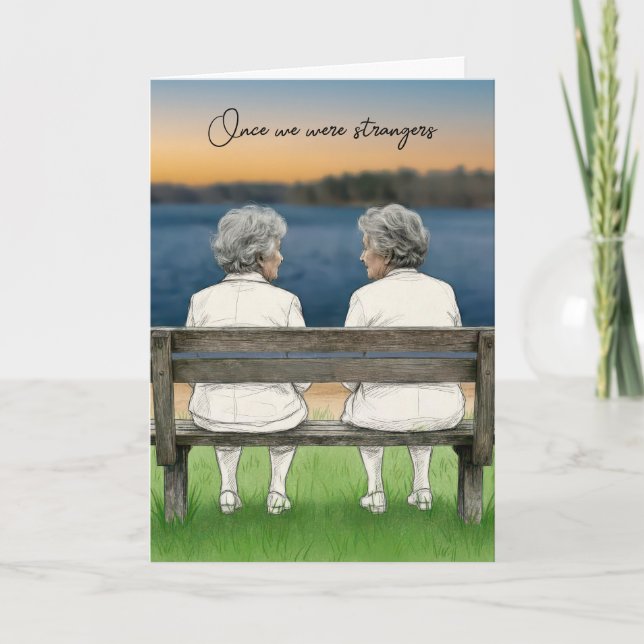 Tarjeta Cumpleaños Dos Ancianas En Un Banco (Anverso)