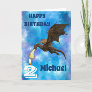 Tarjeta Cumpleaños Dragón Nombre personalizado Edad