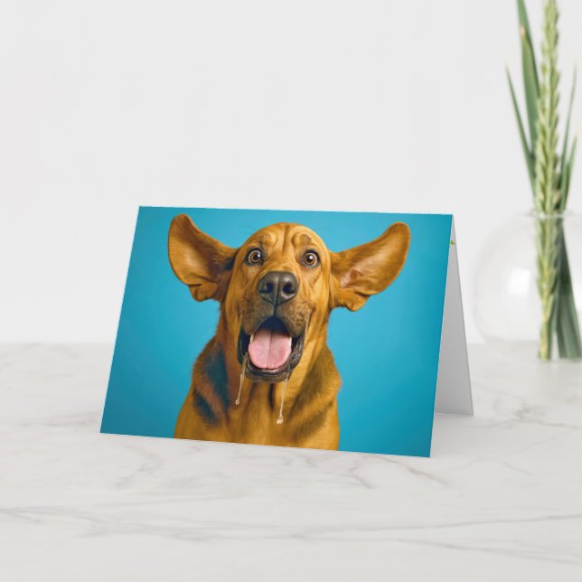 Tarjeta Cumpleaños Drooling Bloodhound Humor (Anverso)