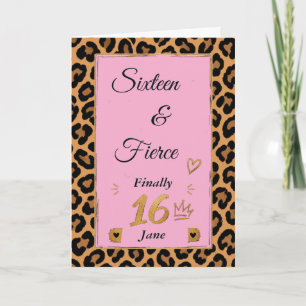 Tarjeta Cumpleaños dulce 16 de Guepardo Fiero y Dieciséis