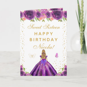 Tarjeta Cumpleaños Dulces Dieciséis Chica Pelo Rubio Flora