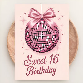 Tarjeta Cumpleaños Dulces Dieciséis con Rubor y Lazos