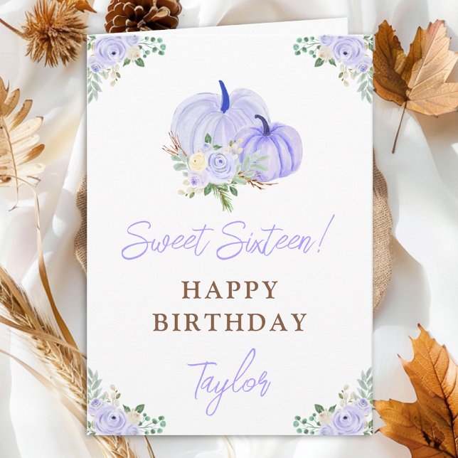Tarjeta Cumpleaños Dulces Dieciséis Flor de Calabazas Purp (Subido por el creador)