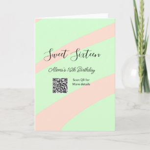 Tarjeta Cumpleaños dulces dieciséis pastel naranja verde Q