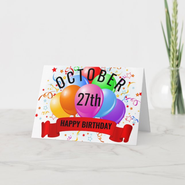 Tarjeta Cumpleaños el 27 de Octubre  (Anverso)