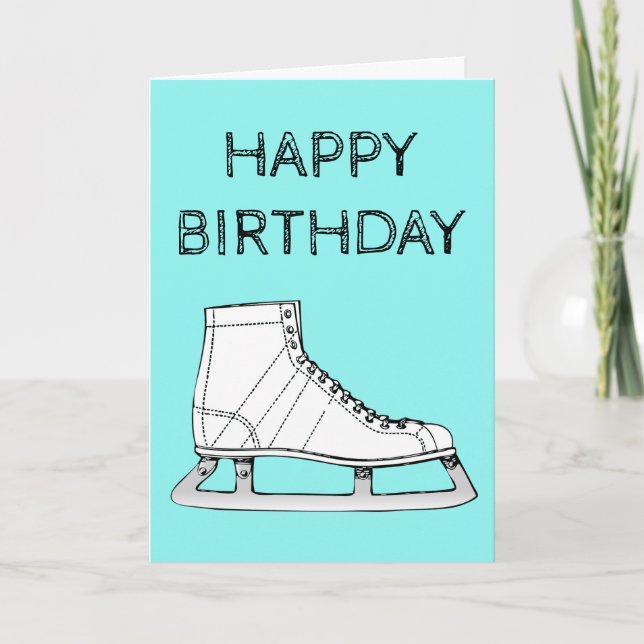 Tarjeta Cumpleaños el patinaje de hielo del patinaje (Anverso)