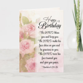Tarjeta Cumpleaños El Señor Te Bendiga Floral Rosa