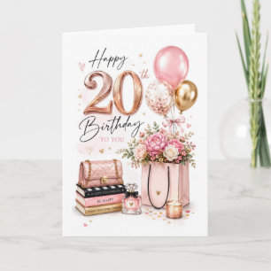 Tarjeta Cumpleaños elegante de 20 años