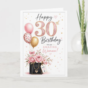 Tarjeta Cumpleaños elegante de mujer número 30