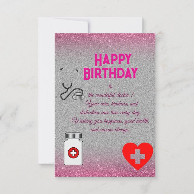 Tarjeta Cumpleaños elegante del médico (Anverso)