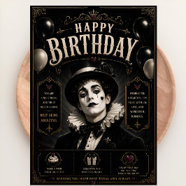 Tarjeta Cumpleaños Elegante Gótico Pierrot