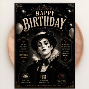 Tarjeta Cumpleaños Elegante Gótico Pierrot