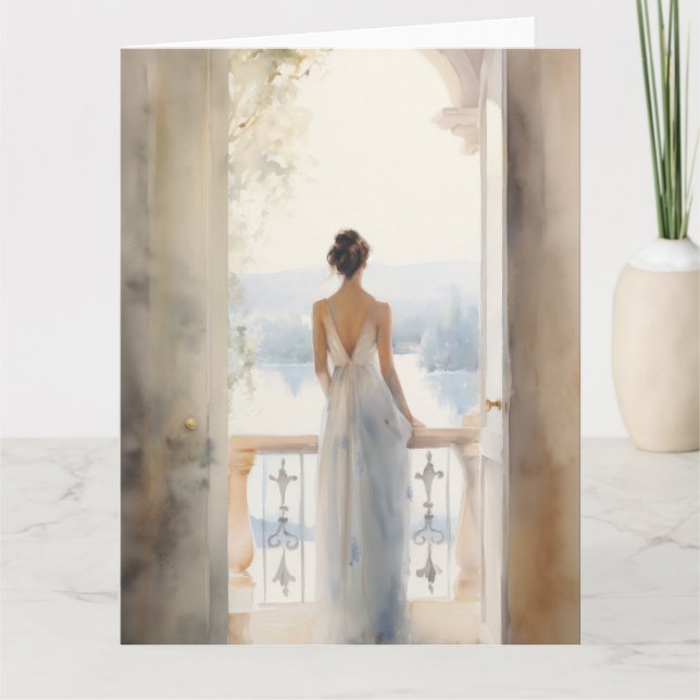 Tarjeta Cumpleaños elegante junto al lago (Anverso)