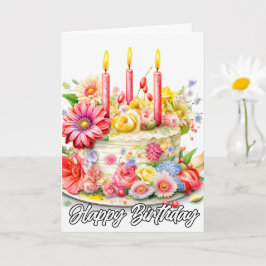 Tarjeta Cumpleaños | Elegante pastel de cumpleaños