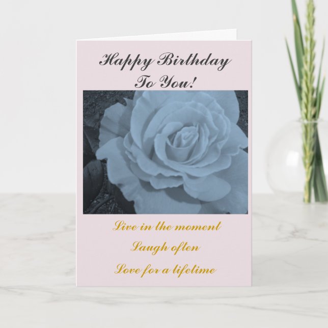 Tarjeta Cumpleaños Elegante Rosa (Anverso)