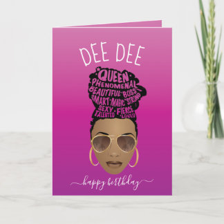 Tarjeta Cumpleaños! Empoderando a la mujer negra de rosa c