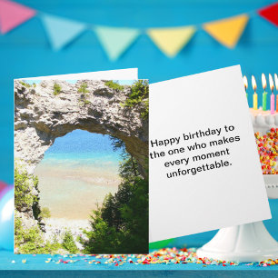 Tarjeta Cumpleaños en Arch Rock Isla Mackinac Michigan