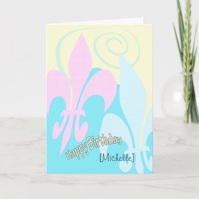 Tarjeta Cumpleaños en colores pastel personalizado del (Anverso)