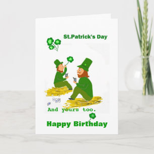 Tarjeta Cumpleaños en el Día de San Patricio, Green Leprec