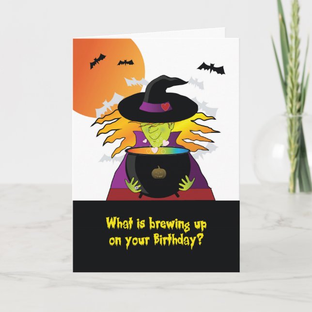Tarjeta Cumpleaños en las brujas de Halloween (Anverso)