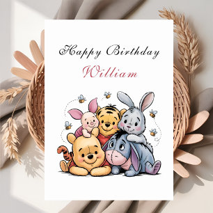 Tarjeta Cumpleaños encantador de Pooh y amigos