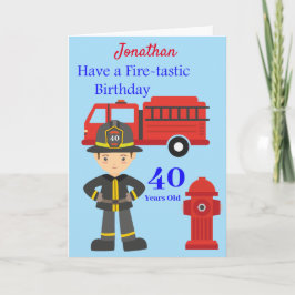 Tarjeta cumpleaños envejecido de Fireman