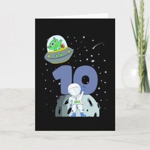 Tarjeta CUMPLEAÑOS ESPACIAL 10 Cumpleaños 10º Niño Astrona
