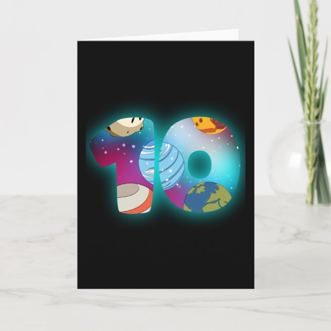 Tarjeta CUMPLEAÑOS ESPACIALES 10 Niño de 10 años (Anverso)