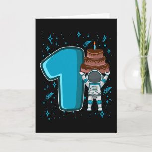 Tarjeta CUMPLEAÑOS ESPACIALES 1 Primer cumpleaños 1 año ni