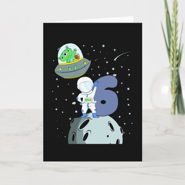 Tarjeta CUMPLEAÑOS ESPACIALES 6 Astronauta de niño de cump (Anverso)
