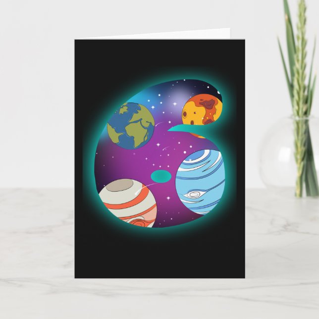Tarjeta CUMPLEAÑOS ESPACIALES 6 Niño de 6 años (Anverso)