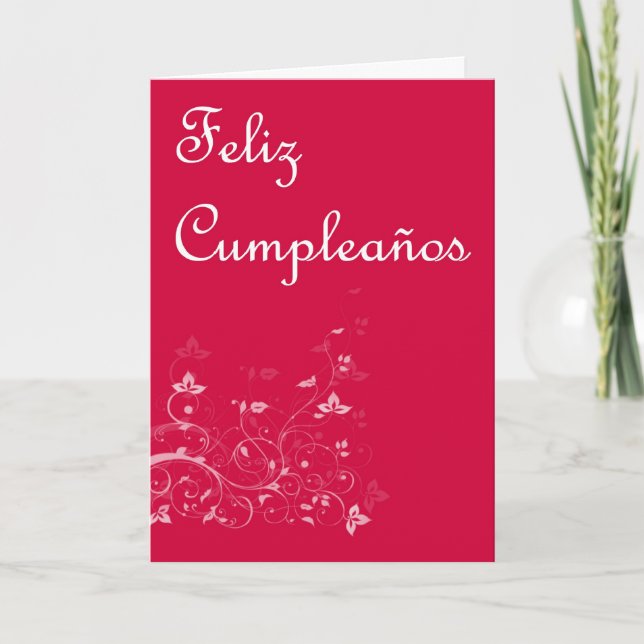 Tarjeta Cumpleaños español de Feliz Cumpleaños con floral (Anverso)